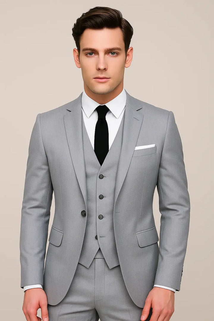 Men's 3-Piece Suit | Single Breasted Slim Fit Formal Set Front
