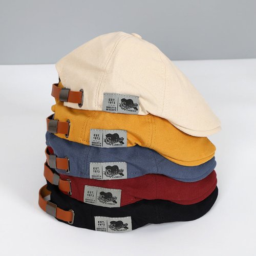 Men's Adjustable Flat Top Beret | Modern Structured Fit Close Up