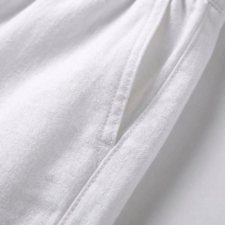 Men's Airy Linen Trousers with Rope Drawstring Angle