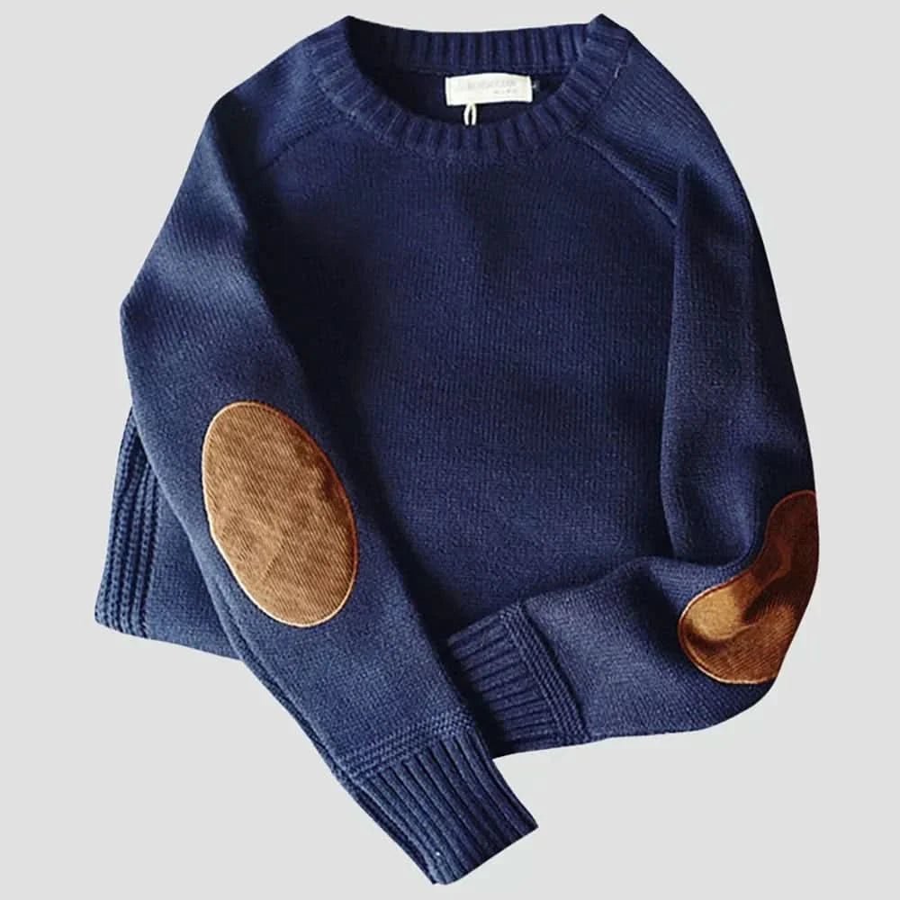 Men's Alpine Knit Sweater | Relaxed Fit with Elbow Patches Close Up