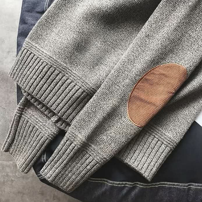 Men's Alpine Knit Sweater | Relaxed Fit with Elbow Patches Side