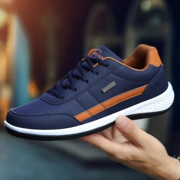 Men's Balance Leather Sneakers | Orthopedic Stripe Detail Fit Back