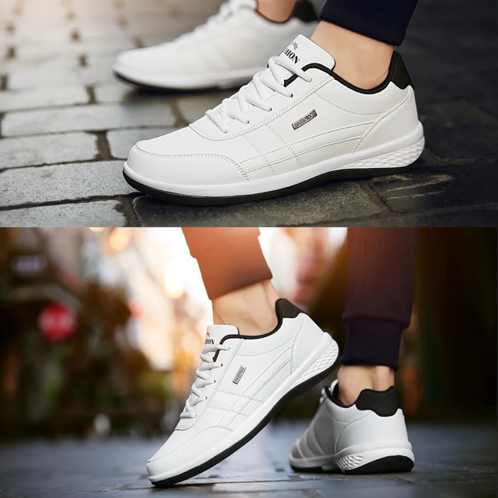 Men's Balance Leather Sneakers | Orthopedic Stripe Detail Fit Detail