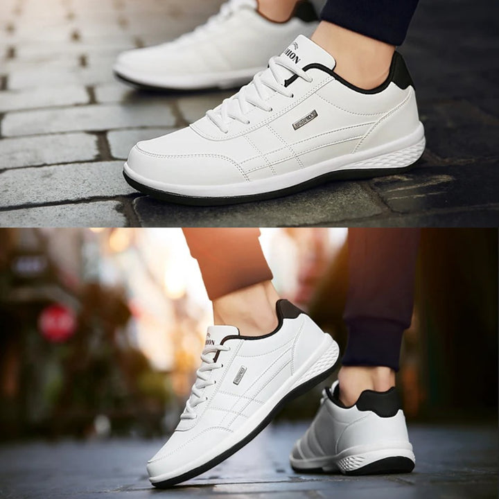 Men's Balance Leather Sneakers | Orthopedic Stripe Detail Fit Detail