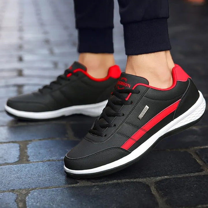 Men's Balance Leather Sneakers | Orthopedic Stripe Detail Fit Front