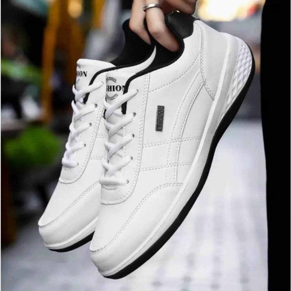 Men's Balance Leather Sneakers | Orthopedic Stripe Detail Fit Hero
