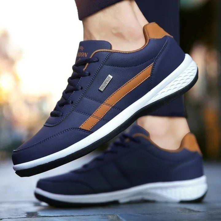 Men's Balance Leather Sneakers | Orthopedic Stripe Detail Fit Side