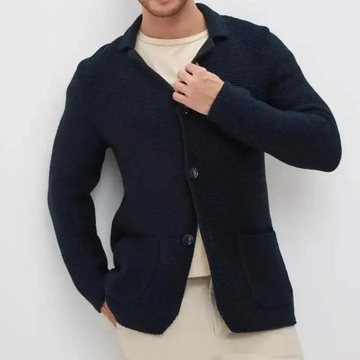 Men's Blazer Style Knitwear Cardigan | Slim Fit Button Front Detail