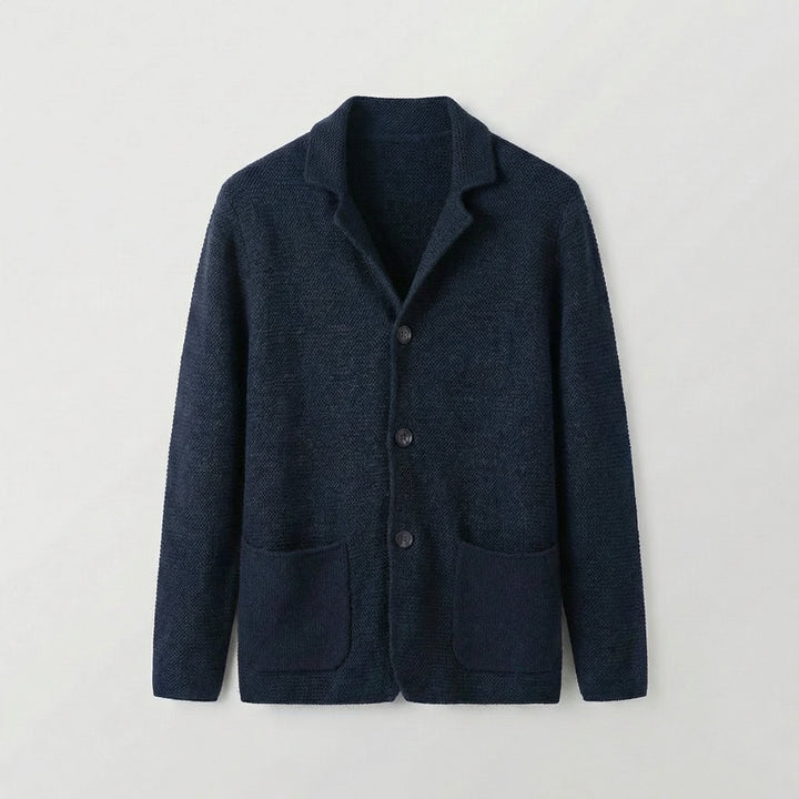 Men's Blazer Style Knitwear Cardigan | Slim Fit Button Front Front