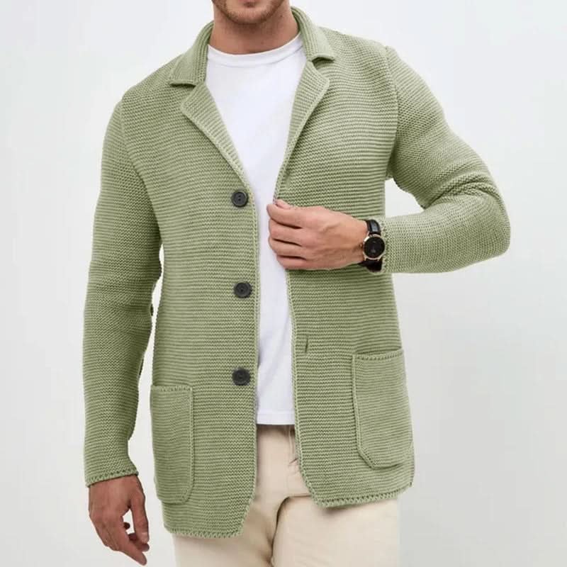 Men's Blazer Style Knitwear Cardigan | Slim Fit Button Front Full