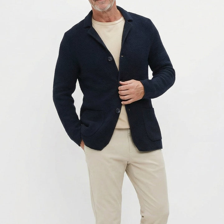 Men's Blazer Style Knitwear Cardigan | Slim Fit Button Front Hero