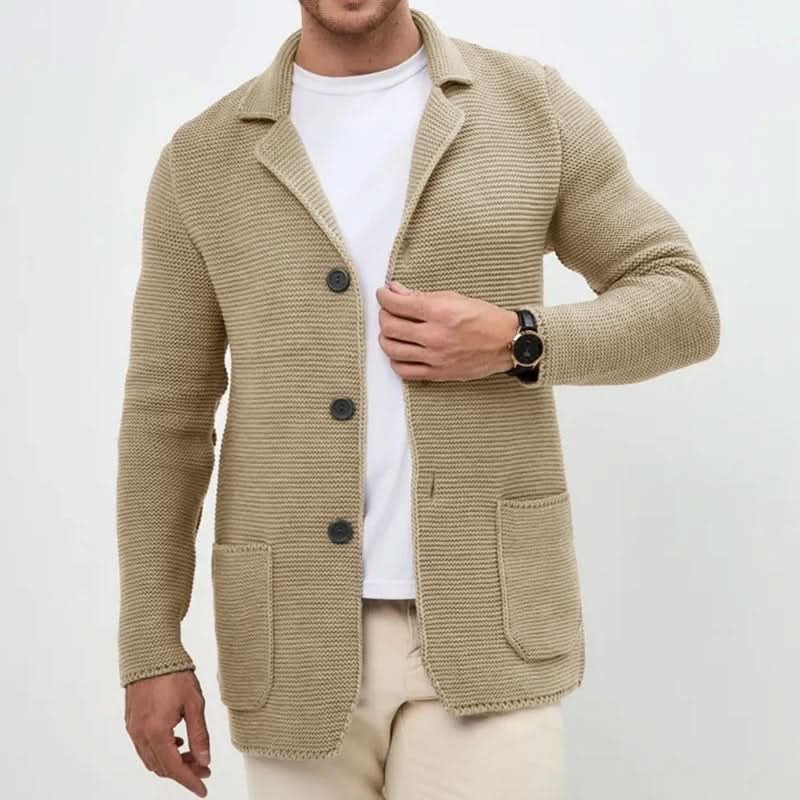 Men's Blazer Style Knitwear Cardigan | Slim Fit Button Front Lifestyle