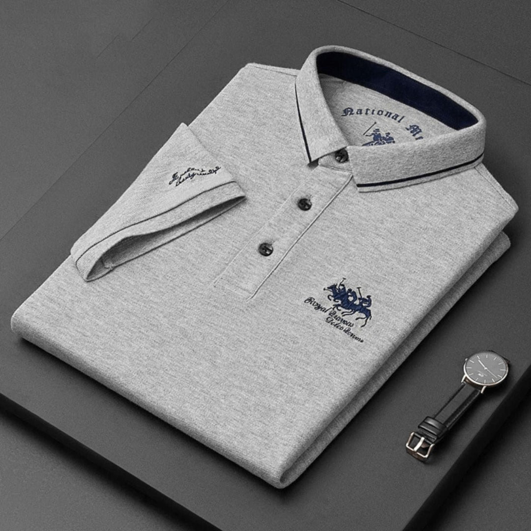 Men's Breathable Polo Shirt with Gold Contrast Collar Back