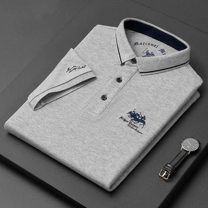 Men's Breathable Polo Shirt with Gold Contrast Collar Back