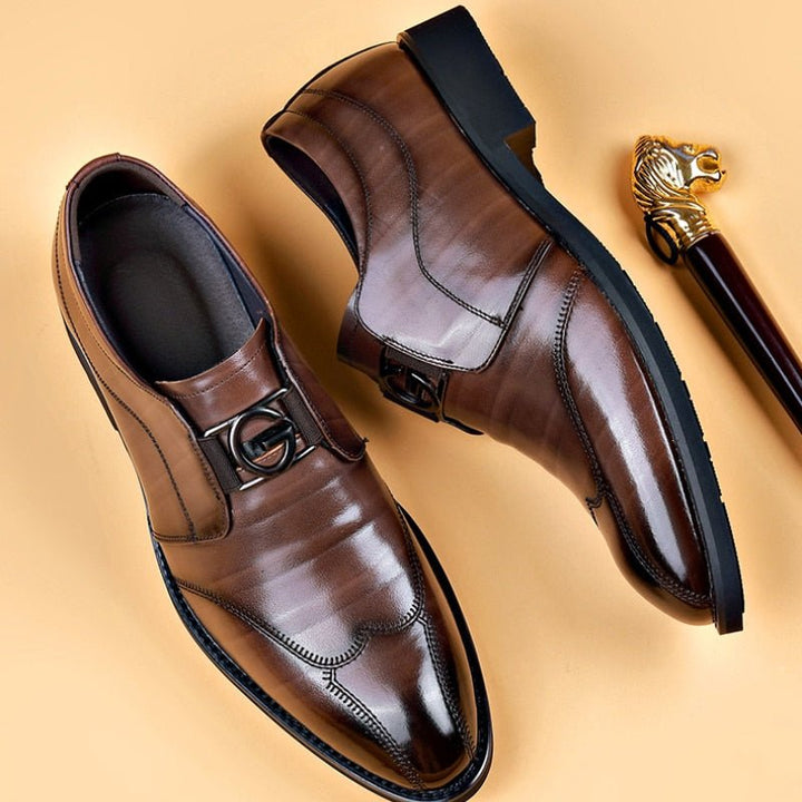 Men's Buckle Detail Loafers Dress Shoes Front