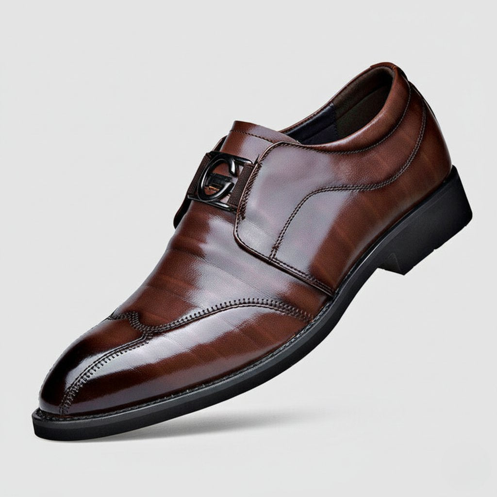 Men's Buckle Detail Loafers Dress Shoes Hero