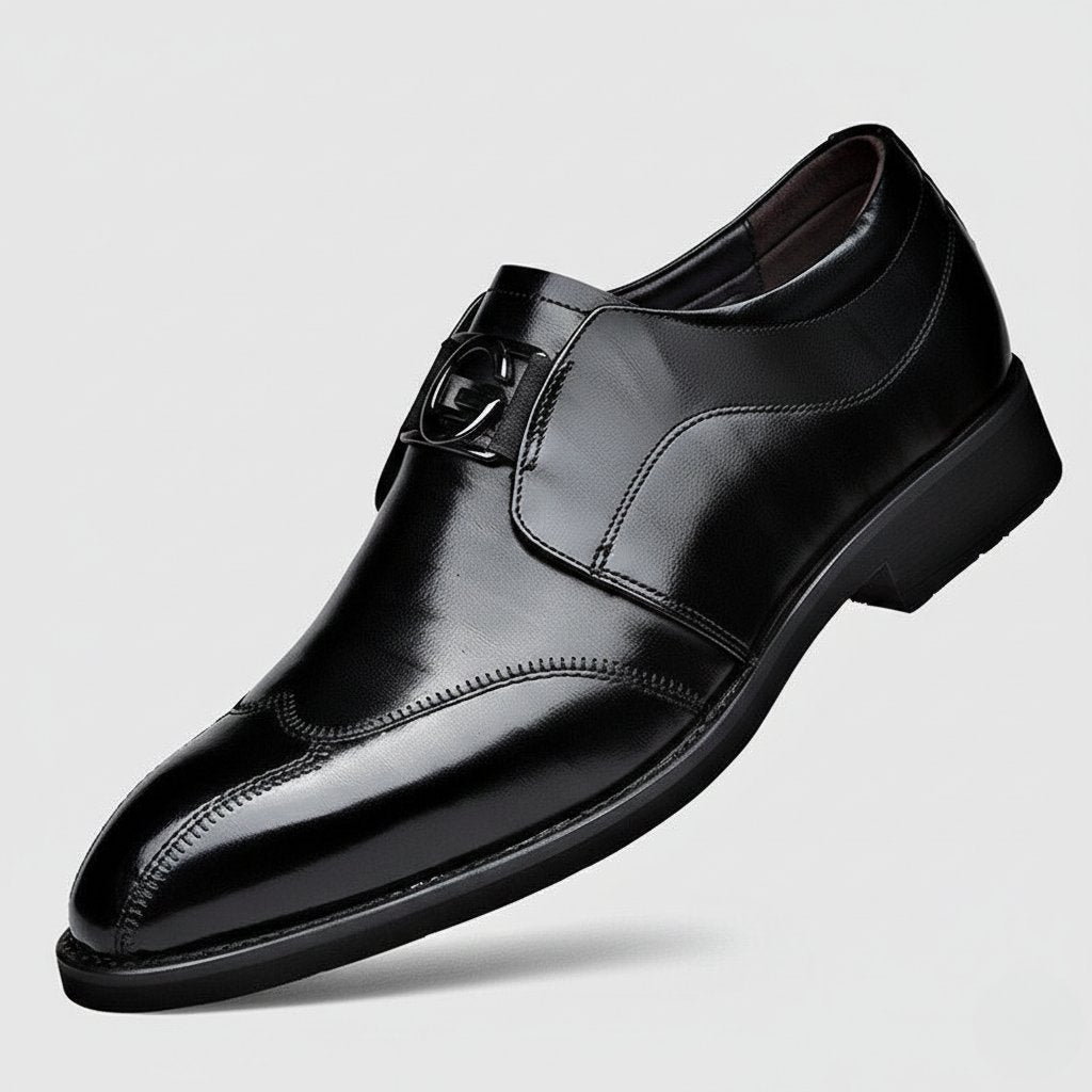 Men's Buckle Detail Loafers Dress Shoes Side