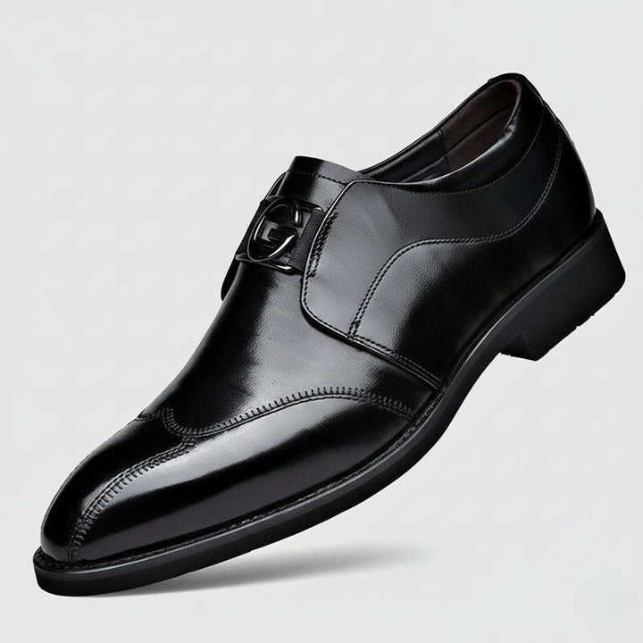 Men's Buckle Detail Loafers Dress Shoes Side