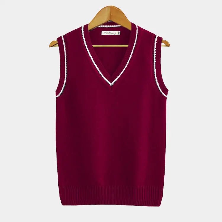 Men's Cable Knit Sweater Vest | V Neck with Ribbed Trim Back