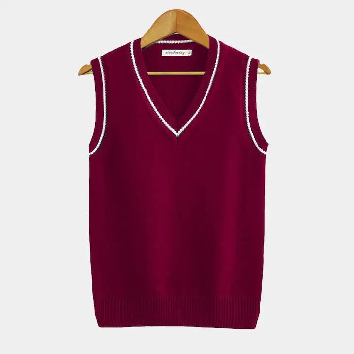 Men's Cable Knit Sweater Vest | V Neck with Ribbed Trim Back