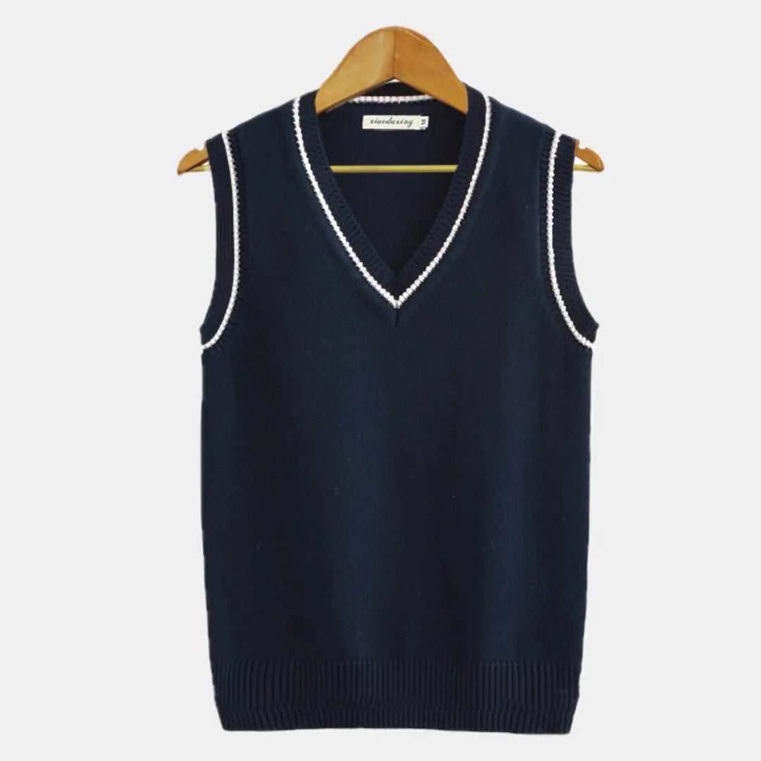 Men's Cable Knit Sweater Vest | V Neck with Ribbed Trim Side