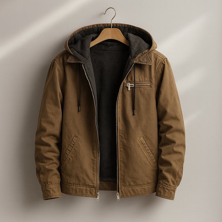 Men's Canvas Sherpa Lined Jacket | Hooded Workwear Warmth Hero