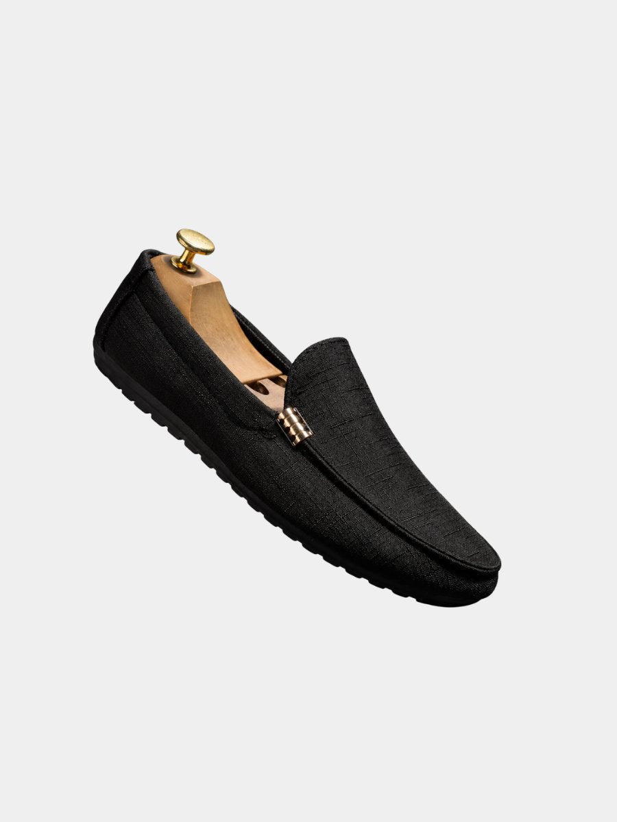 Men's Canvas Slip-On Loafers | Gold Bar Trim Detail Hero