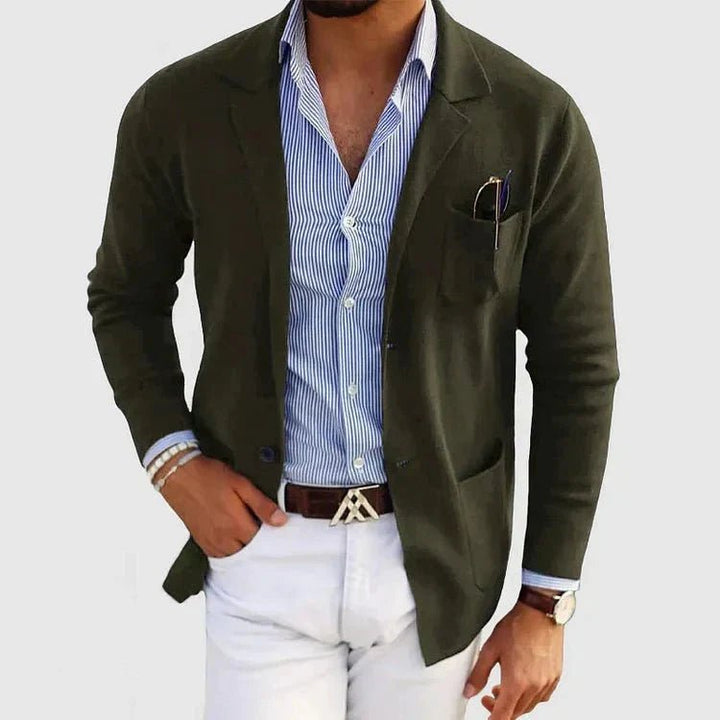 Men's Casual Knit Blazer with Patch Pockets Back