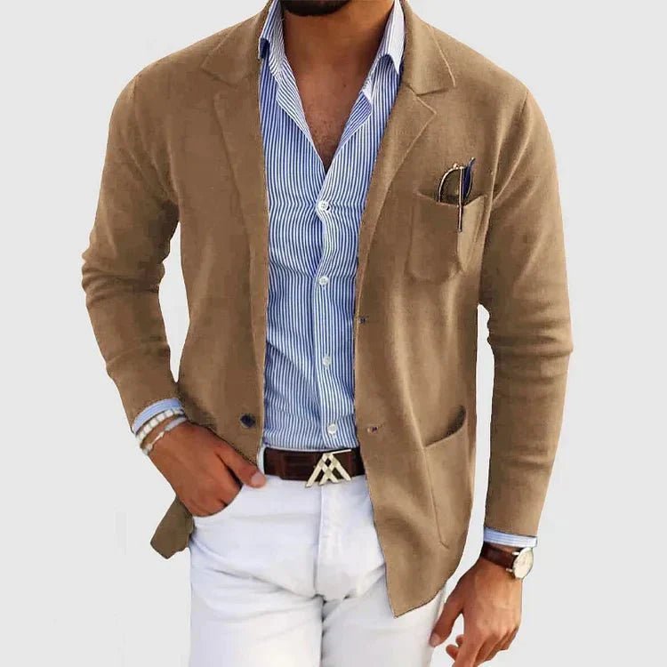 Men's Casual Knit Blazer with Patch Pockets Detail