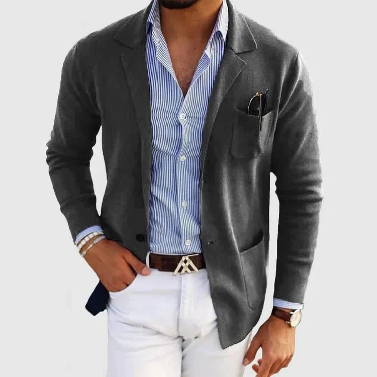 Men's Casual Knit Blazer with Patch Pockets Lifestyle