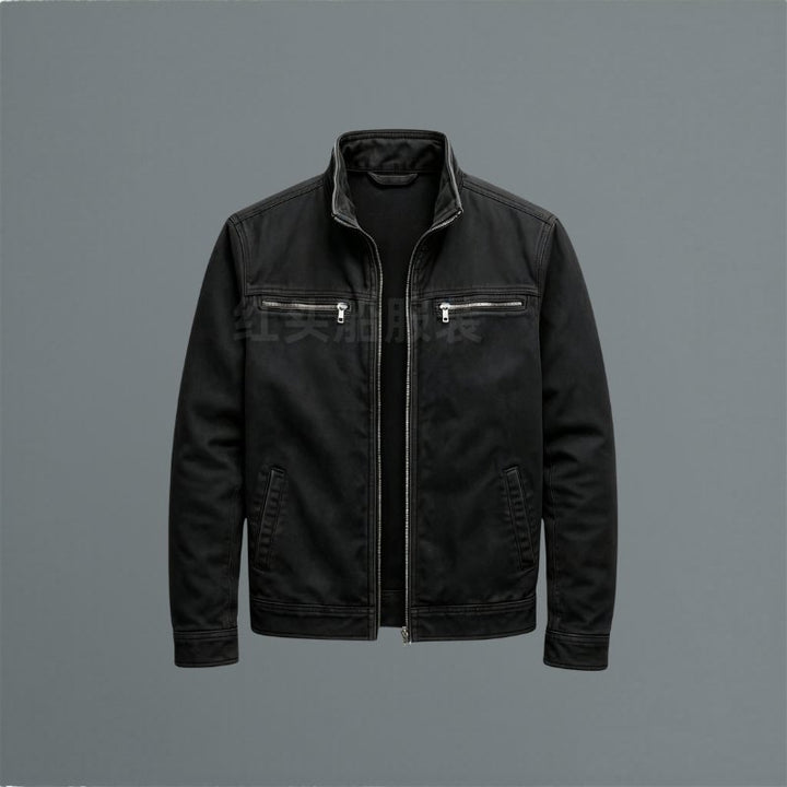 Men's Classic Cotton Jacket | Smart Casual with Dual Chest Zippers Detail