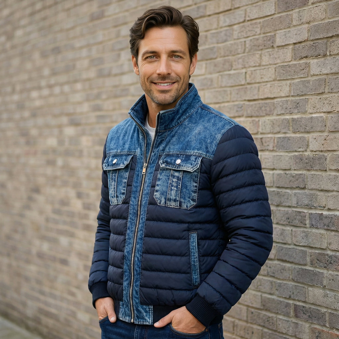 Men's Classic Denim Jacket | Padded Hybrid Winter Fit Front