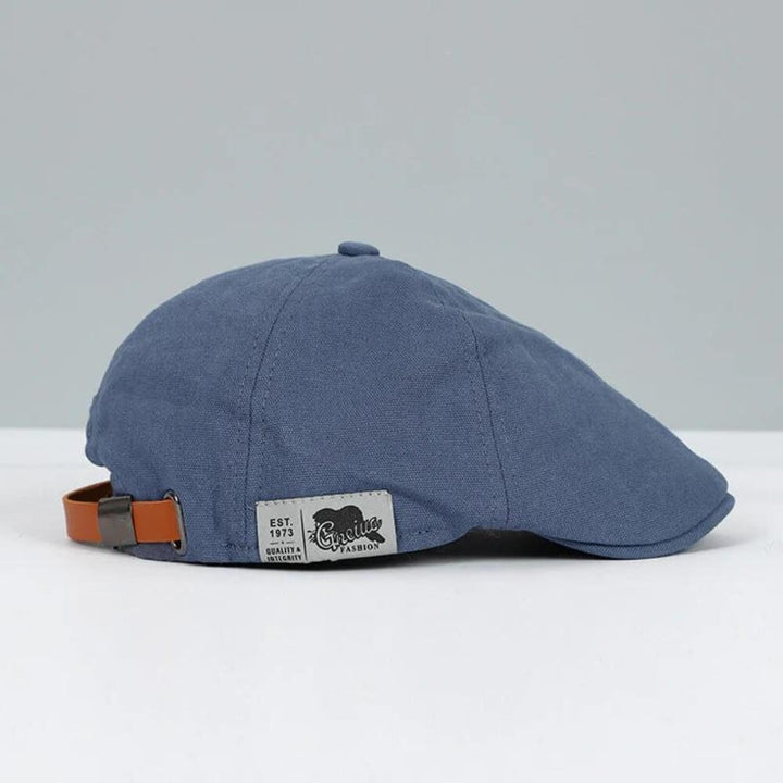 Men's Classic Flat Cap | Newsboy Style with Side Buckle Close Up