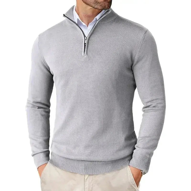 Men's Classic Half-Zip Jumper | Mock Neck Relaxed Fit Angle