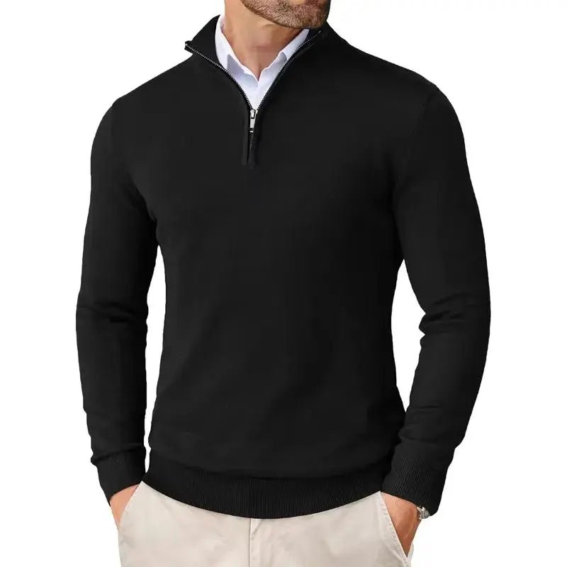 Men's Classic Half-Zip Jumper | Mock Neck Relaxed Fit Back