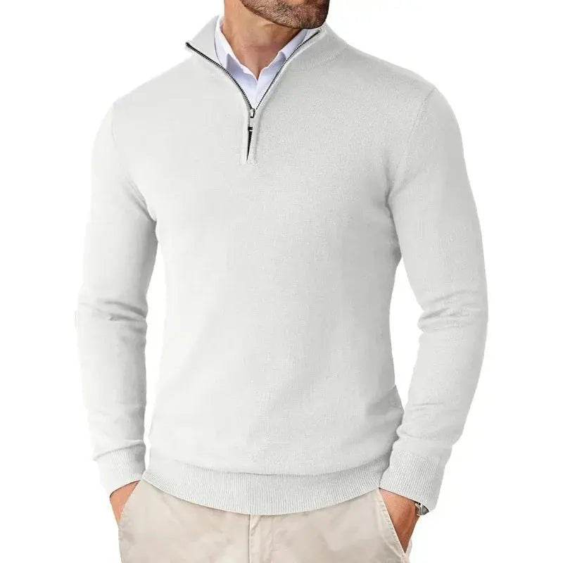 Men's Classic Half-Zip Jumper | Mock Neck Relaxed Fit Detail