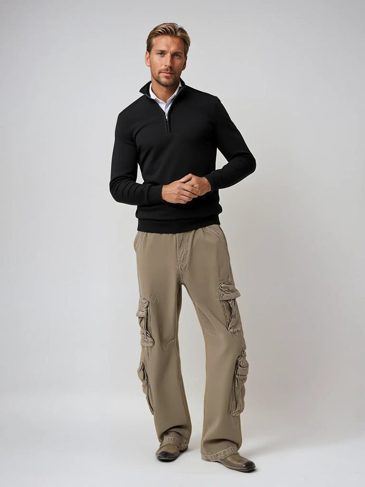 Men's Classic Half-Zip Jumper | Mock Neck Relaxed Fit Front