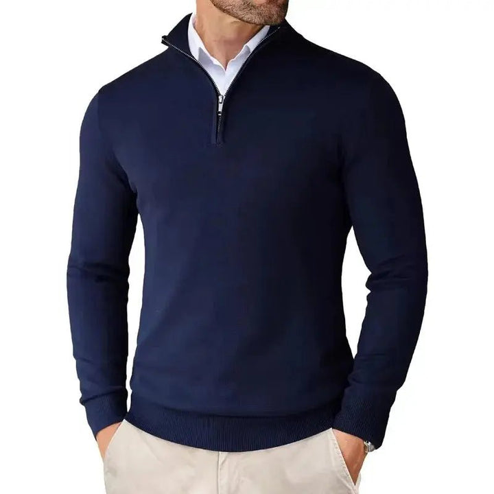 Men's Classic Half-Zip Jumper | Mock Neck Relaxed Fit Full