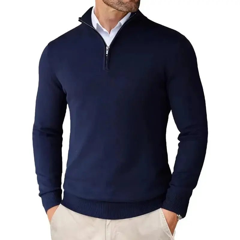 Men's Classic Half-Zip Jumper | Mock Neck Relaxed Fit Side