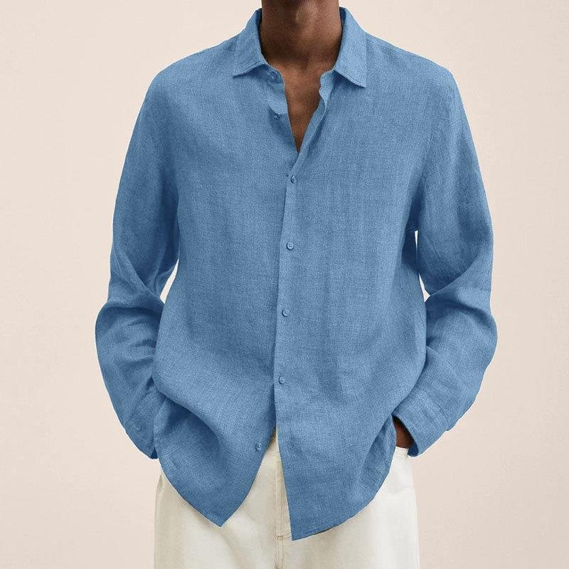 Men's Classic Linen Shirt | Relaxed Fit Airy Weave Close Up