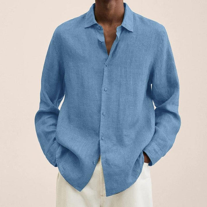 Men's Classic Linen Shirt | Relaxed Fit Airy Weave Close Up