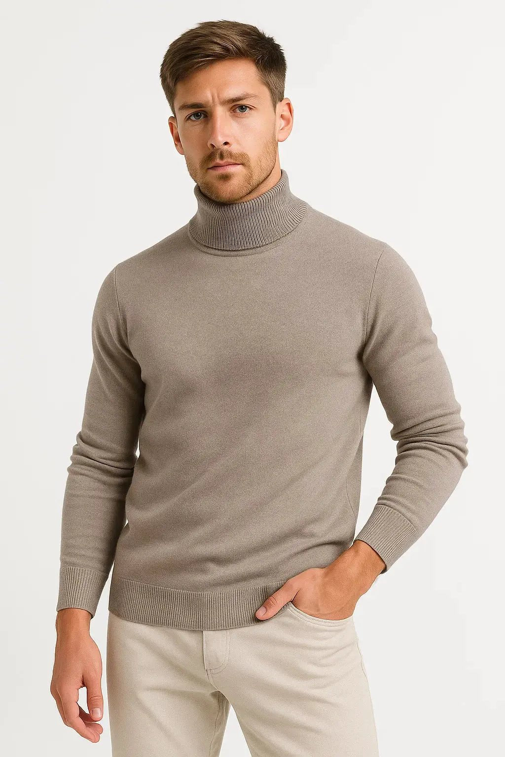 Men's Classic Turtleneck Sweater | Ribbed Wool Pullover Hero