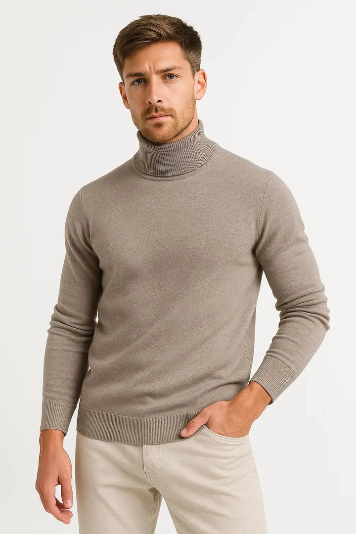 Men's Classic Turtleneck Sweater | Ribbed Wool Pullover Hero