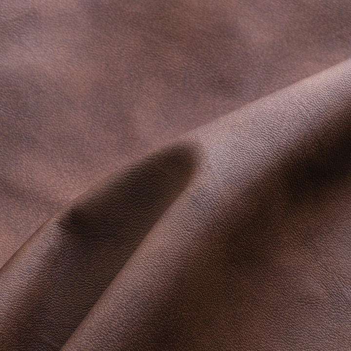 Men's Classic Zipper Jacket | Fitted Leather with Chest Yoke Close Up