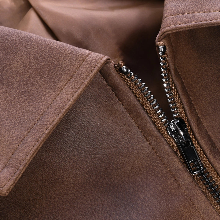 Men's Classic Zipper Jacket | Fitted Leather with Chest Yoke Lifestyle