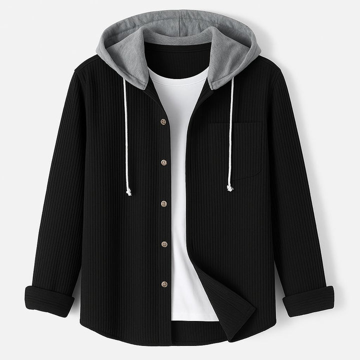Men's Corduroy Hoodie | Relaxed Fit Detachable Hood Angle