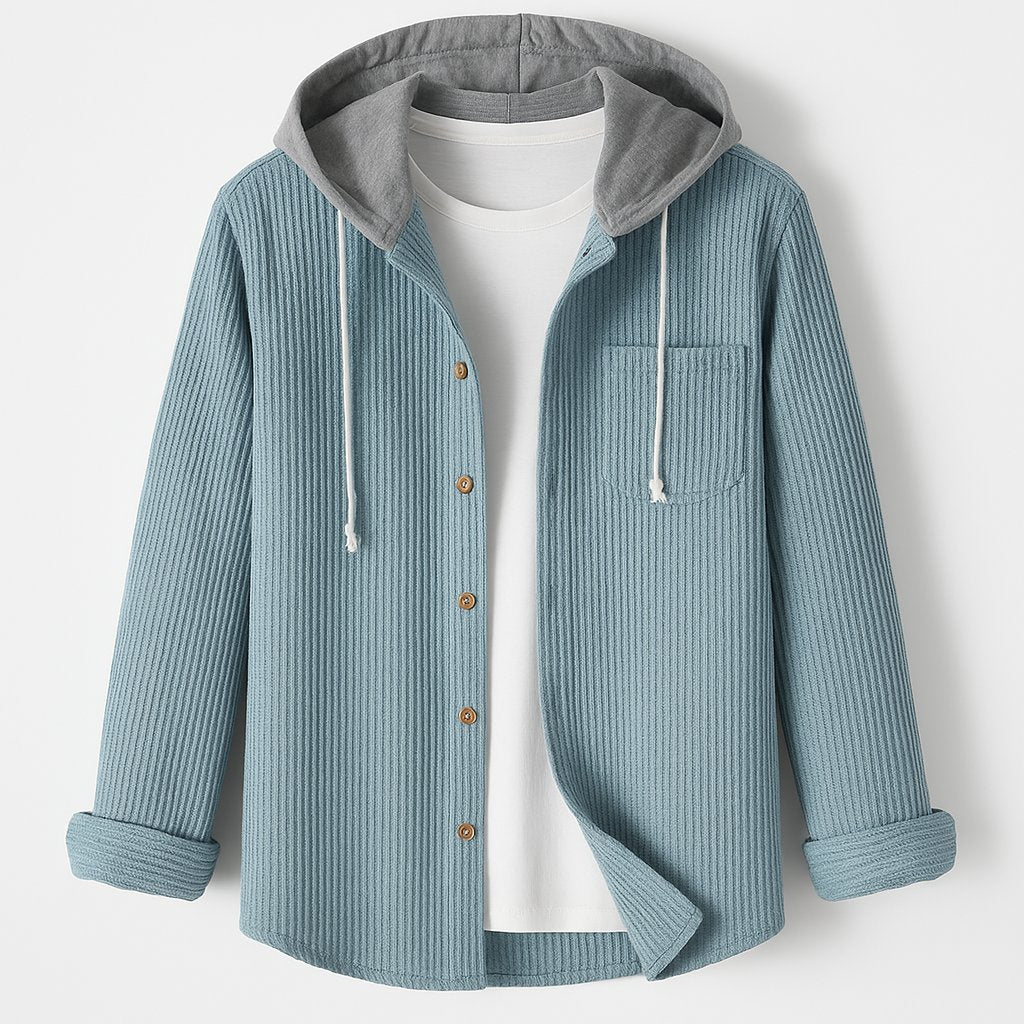 Men's Corduroy Hoodie | Relaxed Fit Detachable Hood Back