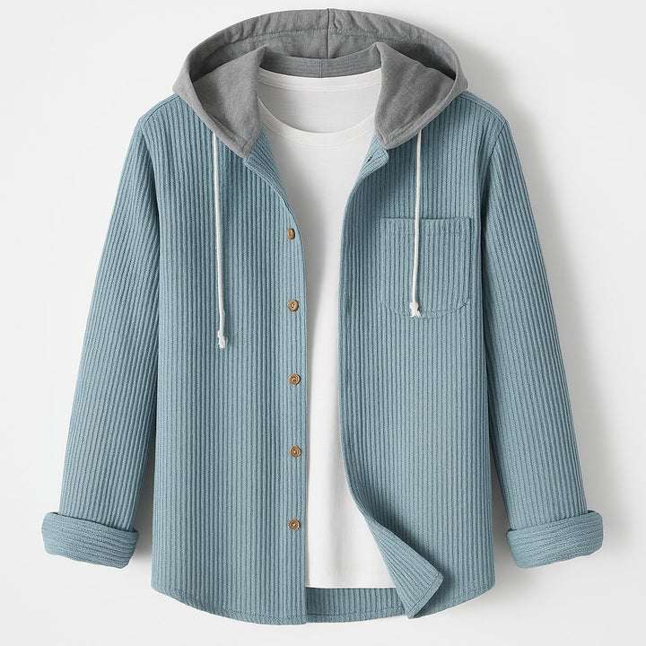 Men's Corduroy Hoodie | Relaxed Fit Detachable Hood Back