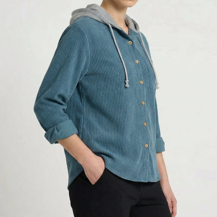 Men's Corduroy Hoodie | Relaxed Fit Detachable Hood Front