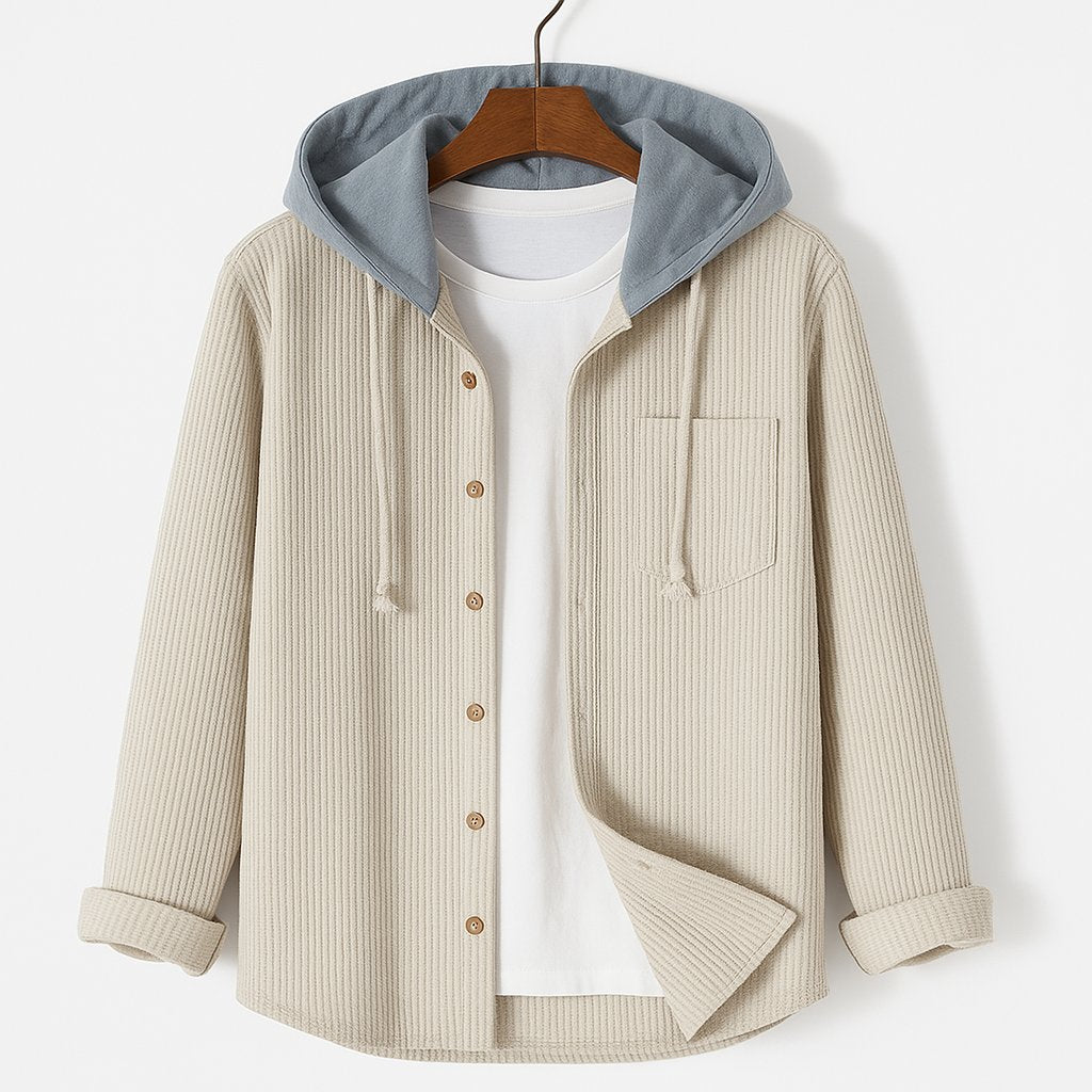 Men's Corduroy Hoodie | Relaxed Fit Detachable Hood Lifestyle